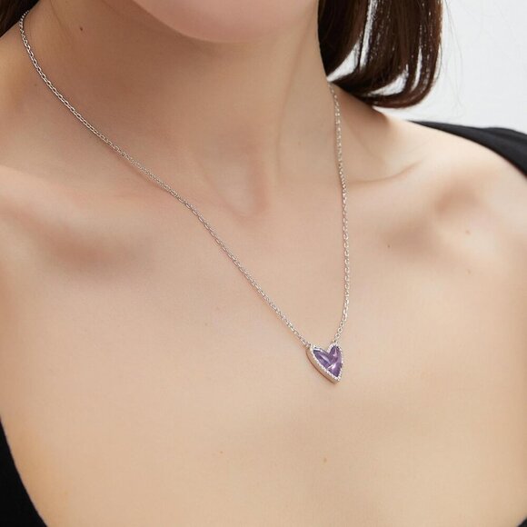 Natural Stone Moissanite Heart Teardrop Irregular Necklace for Women Rose Quartz - Picture 7 of 8